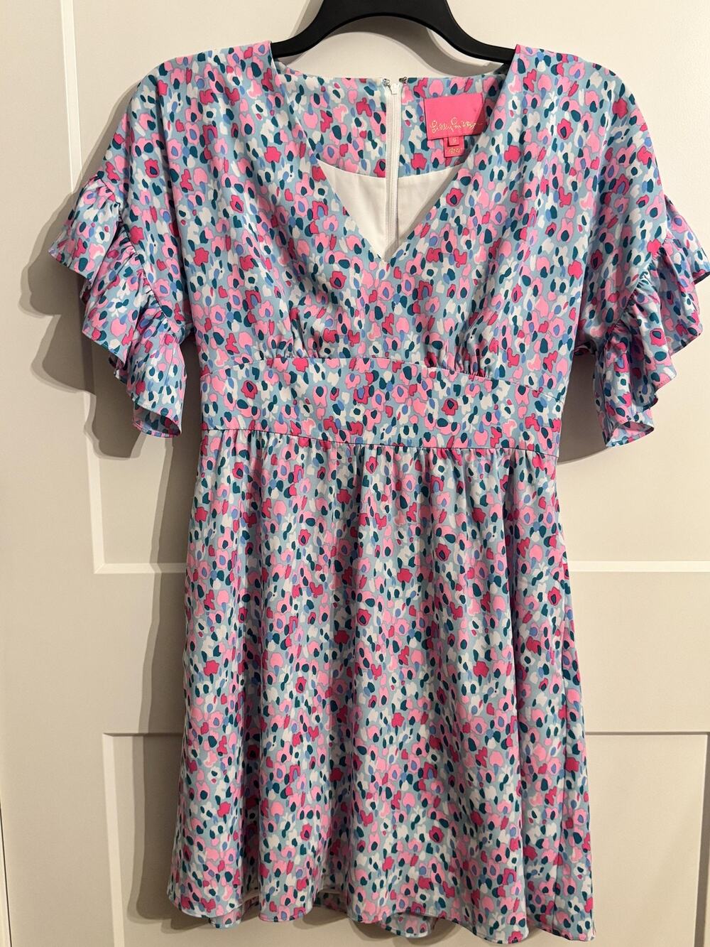 Lilly Pulitzer Dress Sz 6 Floral Fit & Flare V Neck Ruffle Easter Wedding Vaca